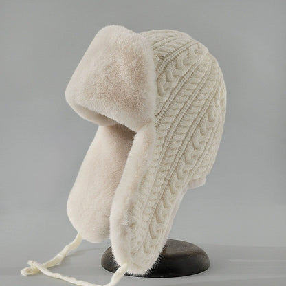 Warm Cable Knit Fur Lined Winter Hat - Nocini