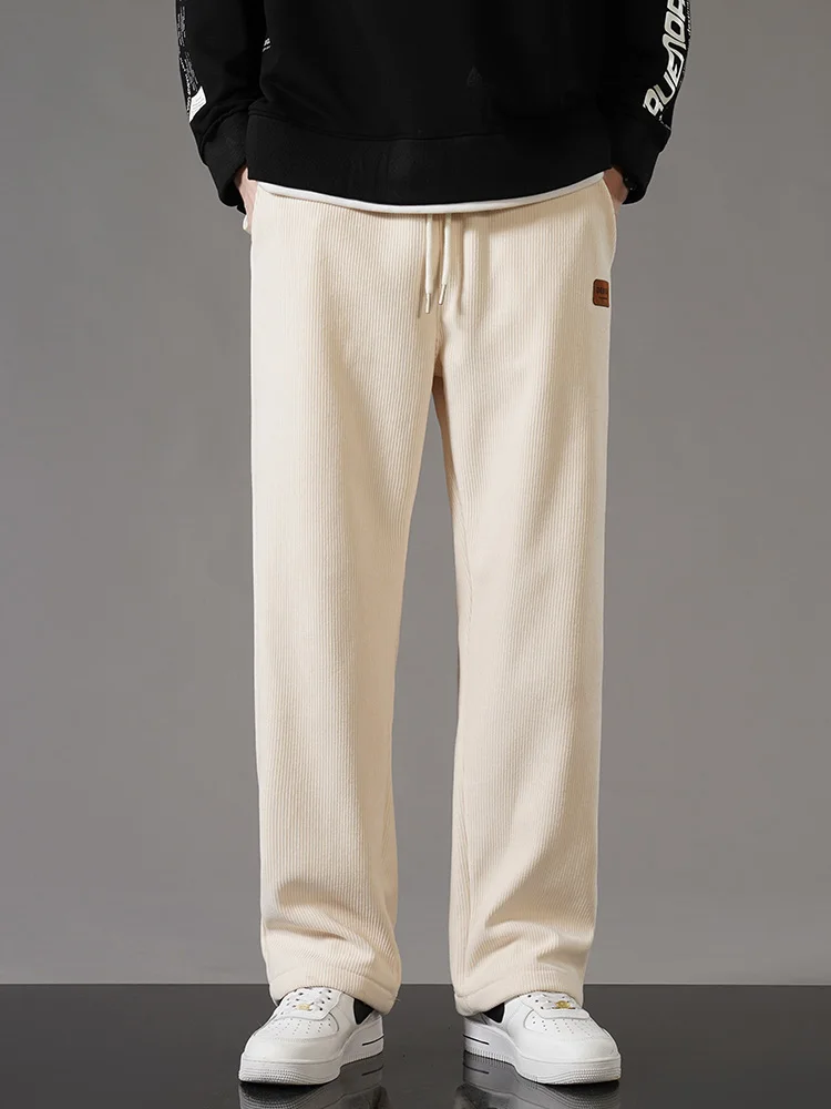Men's Fleece Lined Corduroy Jogger Pants Loose Fit