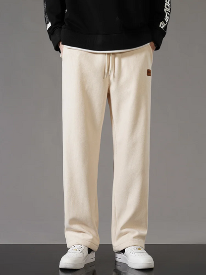 Men's Fleece Lined Corduroy Jogger Pants Loose Fit