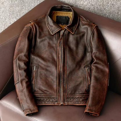 Rugged Vintage Leather Mens Jacket