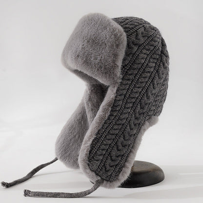Warm Cable Knit Fur Lined Winter Hat