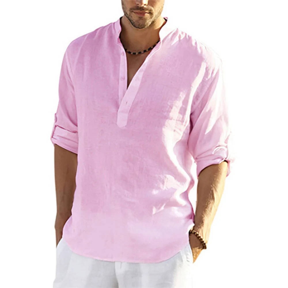 Relaxed Fit Men's Long Sleeve Henley Shirt
