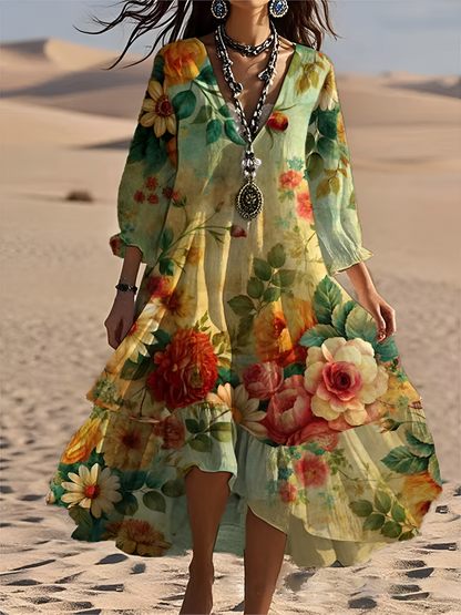 Beautiful Retro Long Summer Dress - Pexav