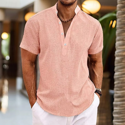Casual Breathable Linen Short Sleeve Shirt