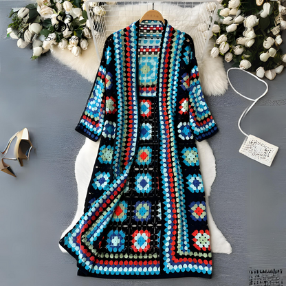 Vibrant Open Front Long Cardigan