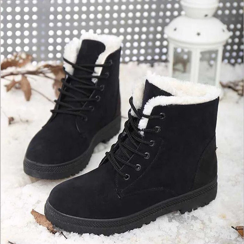 Warm Suede Fur Lined Winter Boots