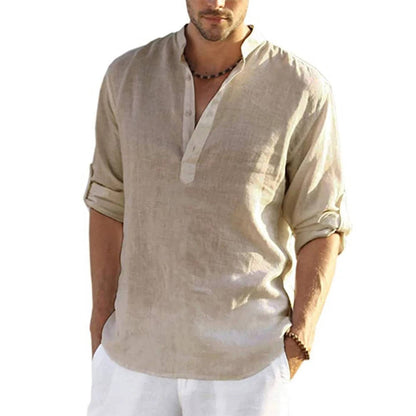 Relaxed Fit Men's Long Sleeve Henley Shirt