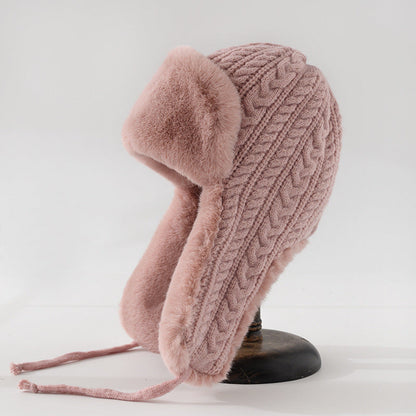 Warm Cable Knit Fur Lined Winter Hat