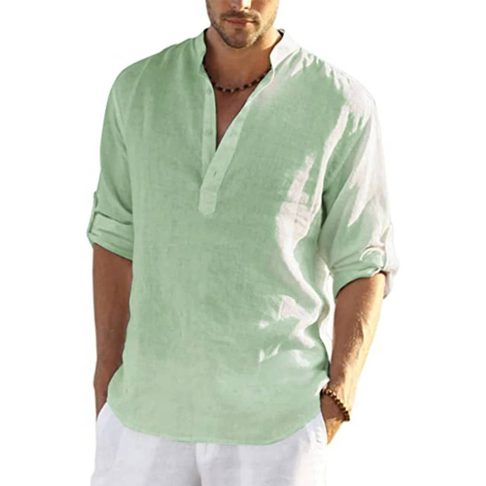 Relaxed Fit Men's Long Sleeve Henley Shirt