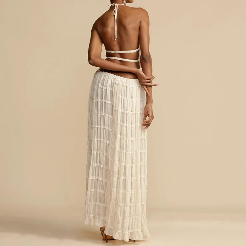 Flowy Strapless Beach Maxi Dress
