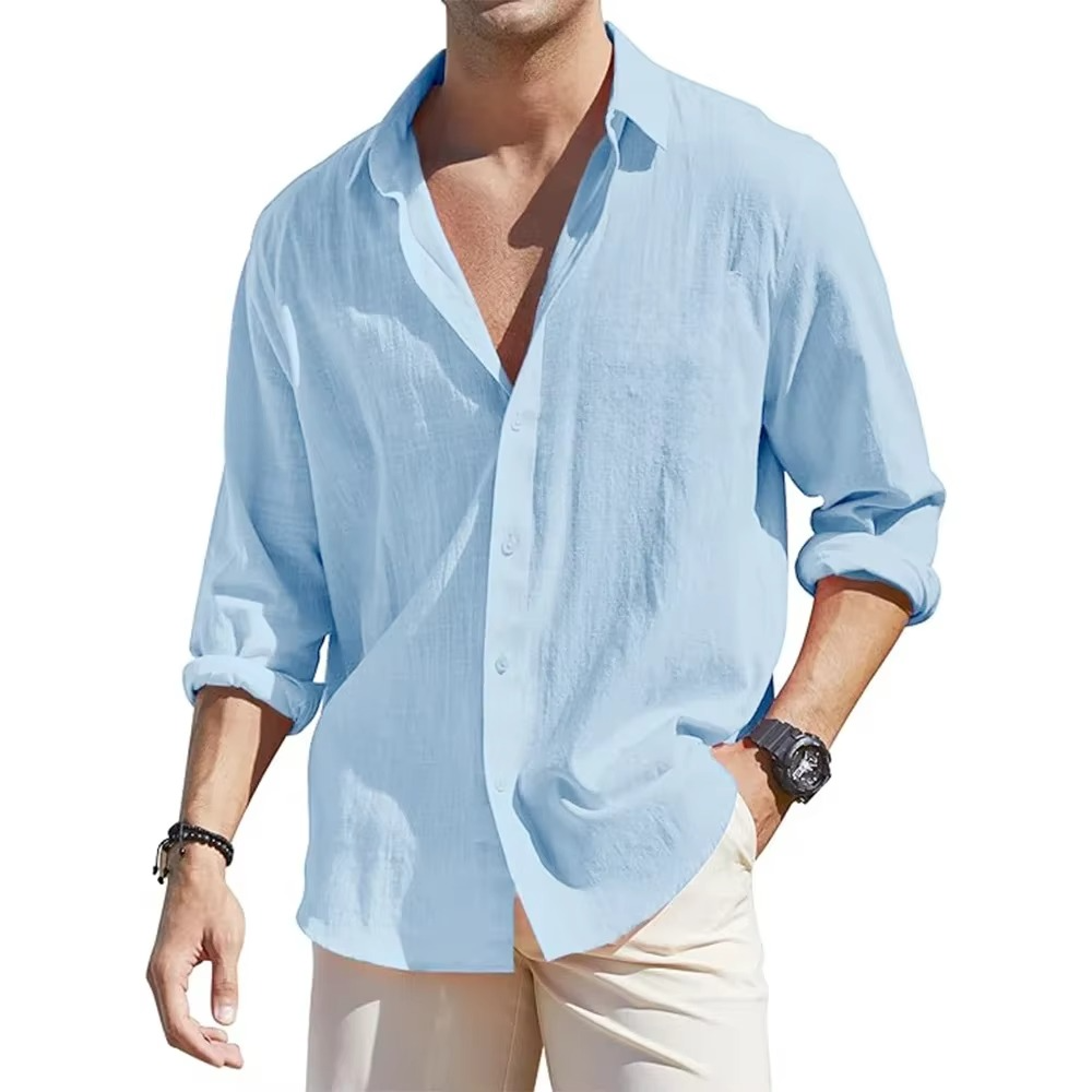 Classic Fit Linen Dress Shirts for Men
