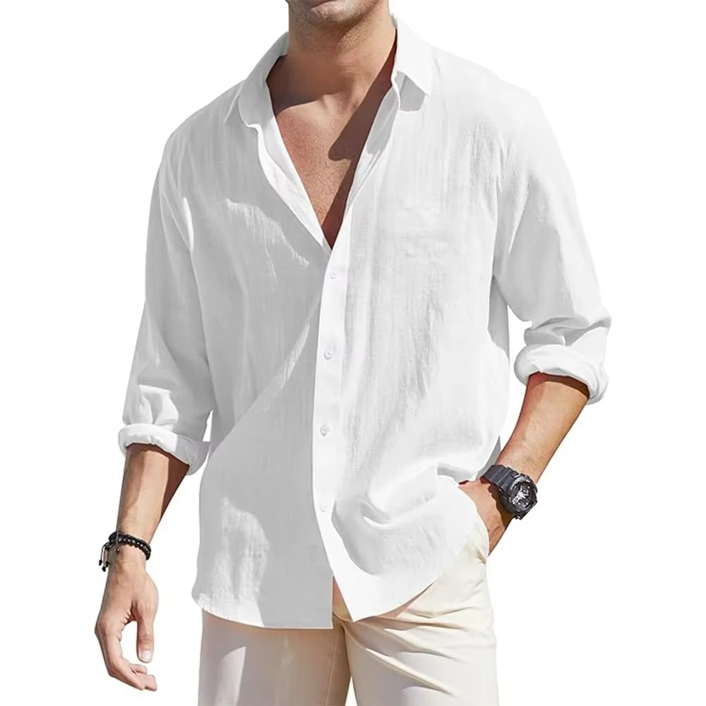 Classic Fit Linen Dress Shirts for Men