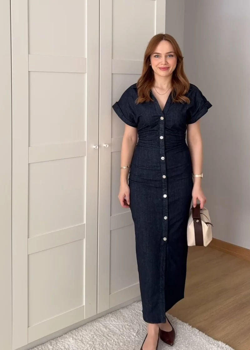 Slim Fit Blue Jeans Dress for Women - Pexav