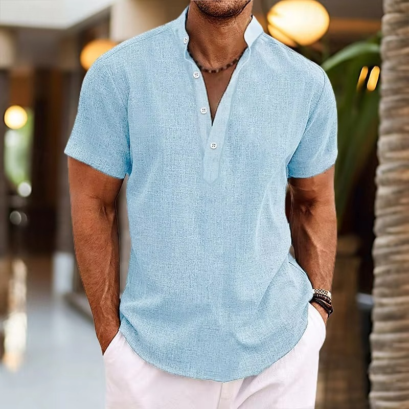 Casual Breathable Linen Short Sleeve Shirt