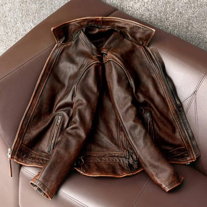 Rugged Vintage Leather Mens Jacket