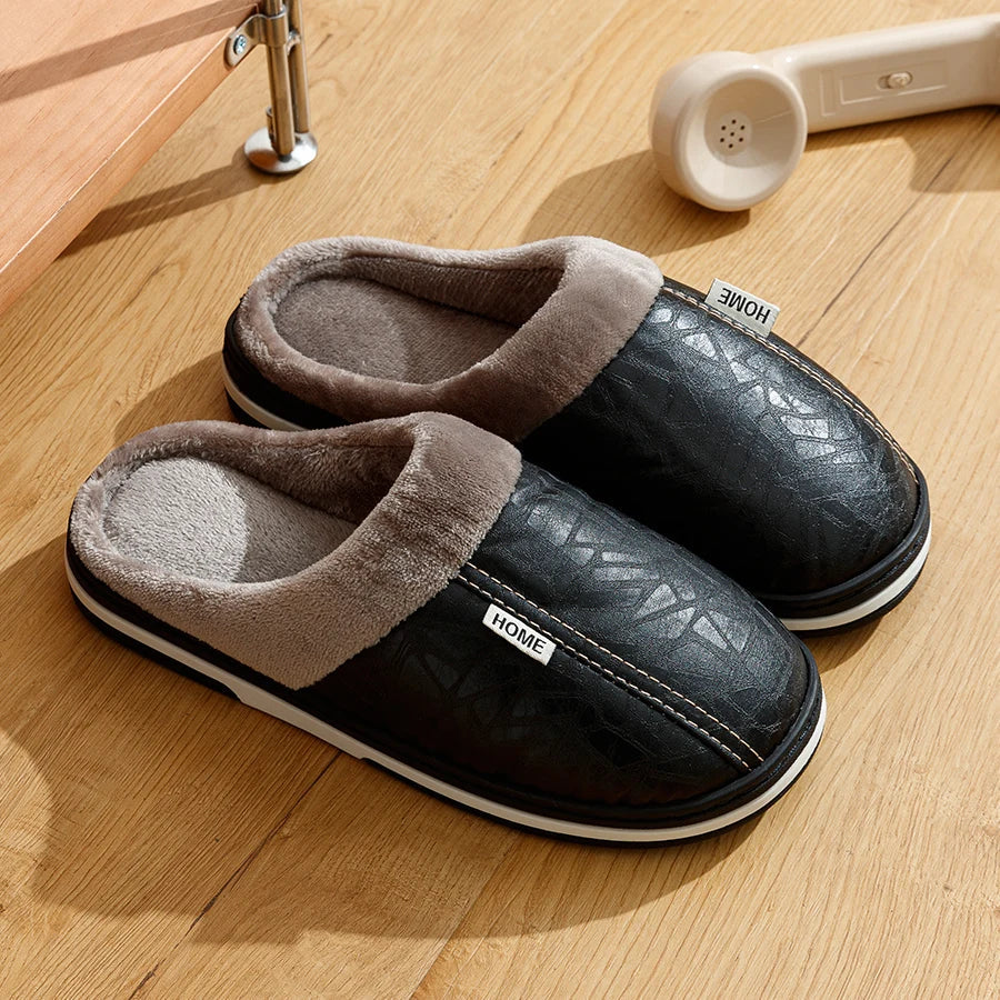 Cozy Men's Leather Indoor Slipper Shoes - Nocini