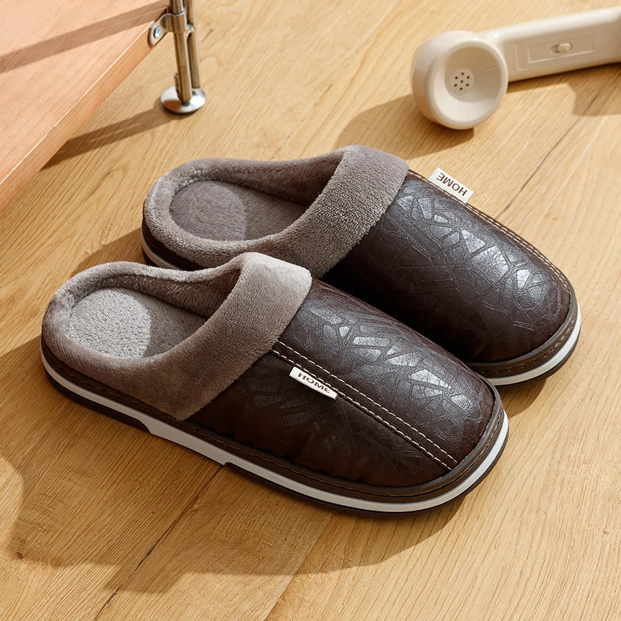 Cozy Men's Leather Indoor Slipper Shoes