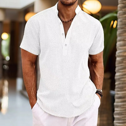 Casual Breathable Linen Short Sleeve Shirt