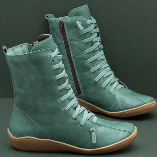 Ladies Leather Ankle Boots with Zipper and Comfortable Sole - Nocini