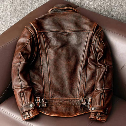 Rugged Vintage Leather Mens Jacket