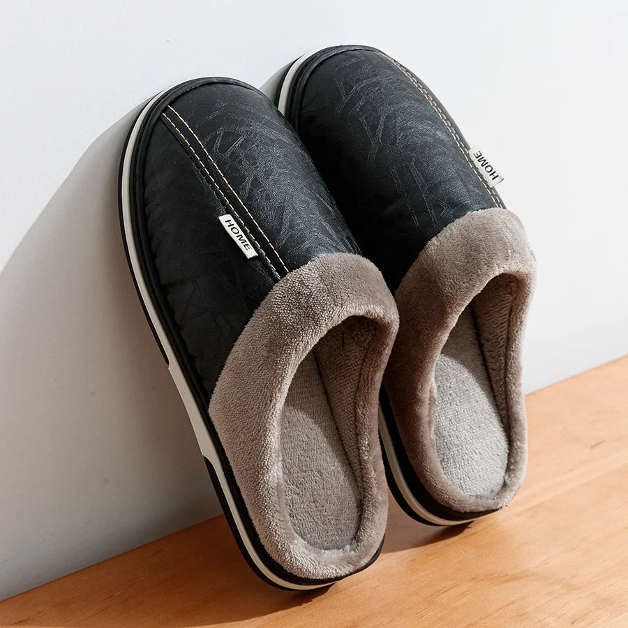Cozy Men's Leather Indoor Slipper Shoes