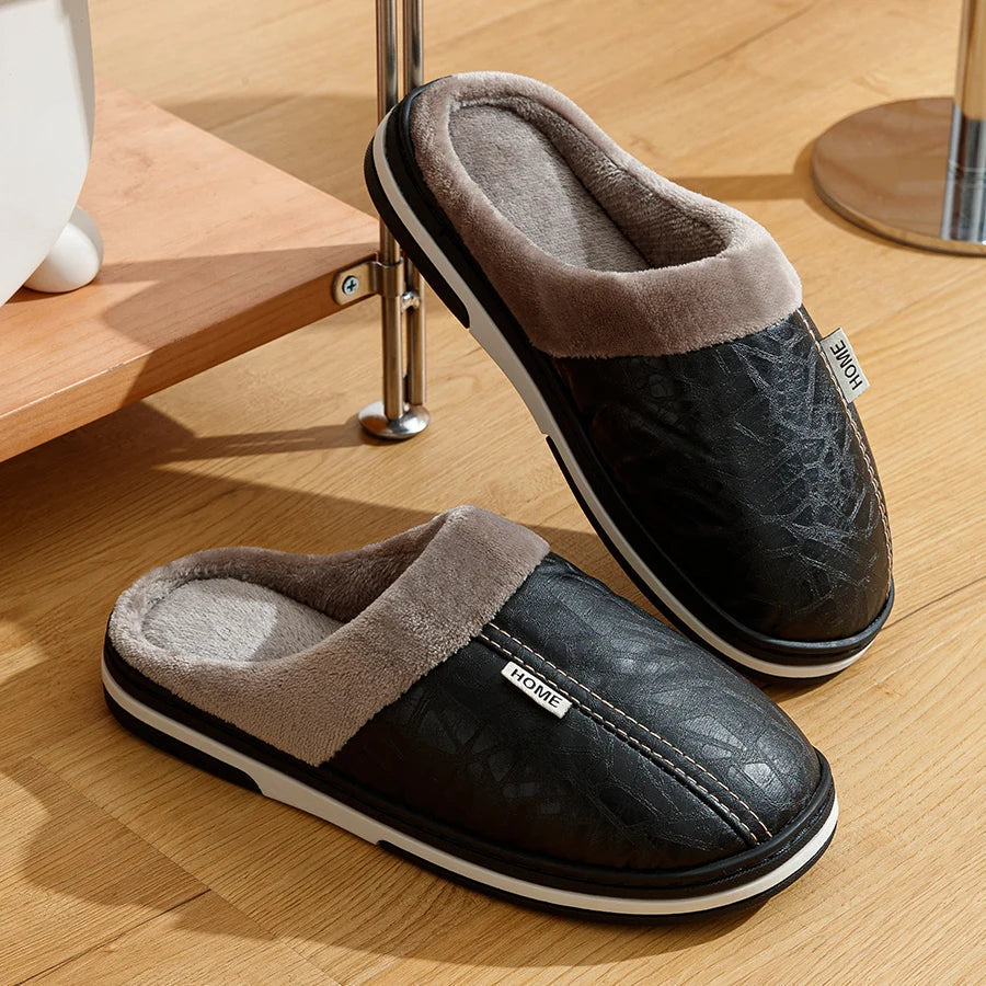 Cozy Men's Leather Indoor Slipper Shoes