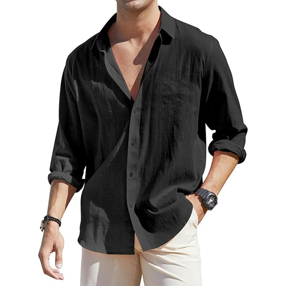 Classic Fit Linen Dress Shirts for Men