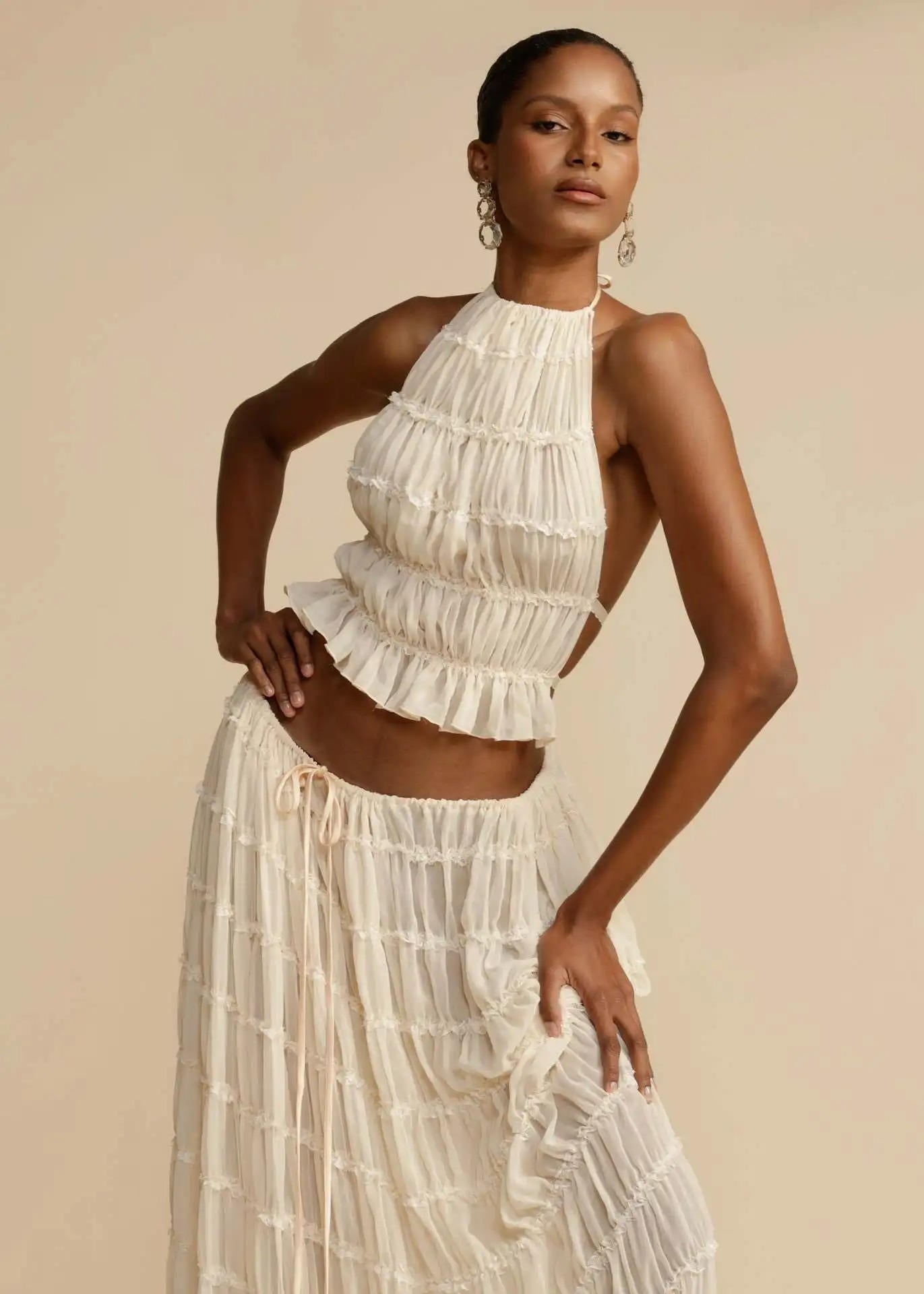 Flowy Strapless Beach Maxi Dress