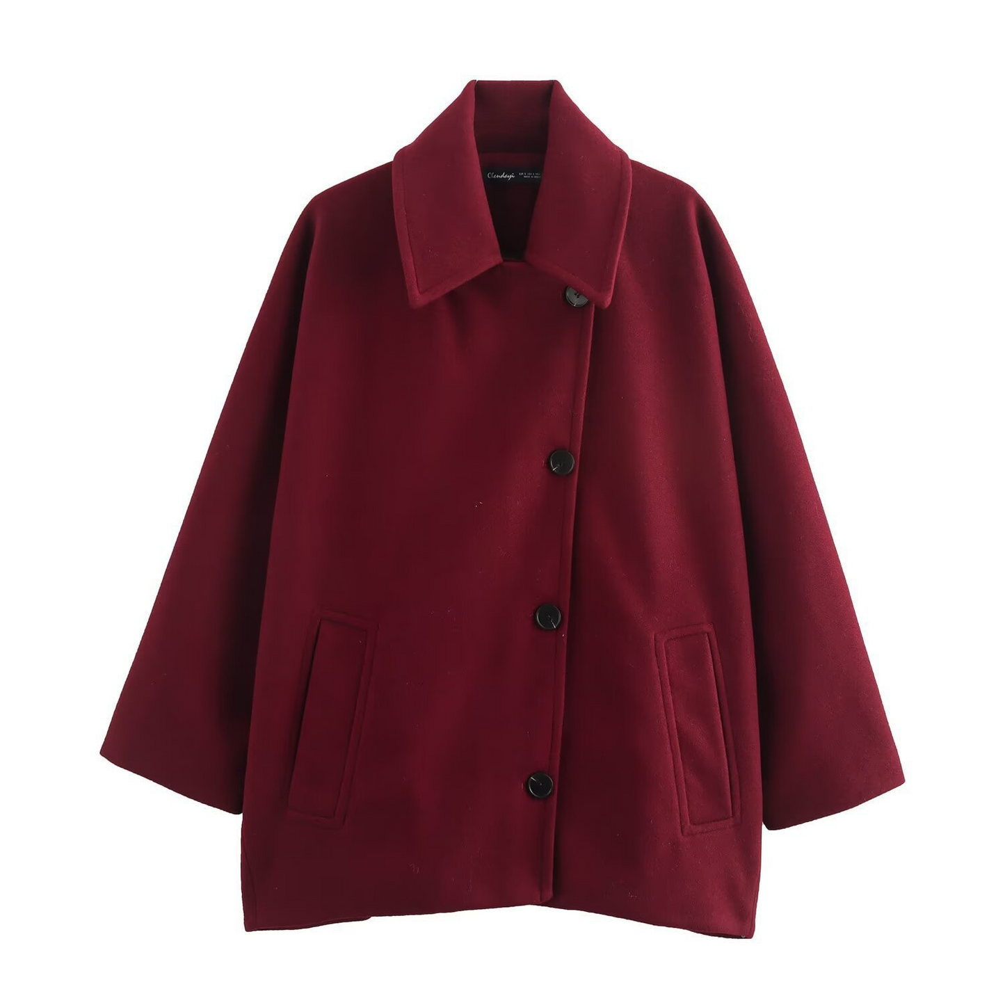 Relaxed Fit Women's Wool Coat with Button Front