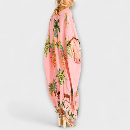 Stylish One Shoulder Summer Dress with Palm Tree Print