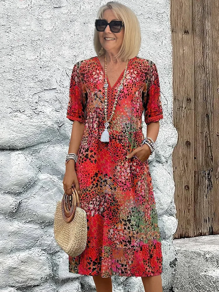 Vibrant Knee Length Party Dress - Olytrend