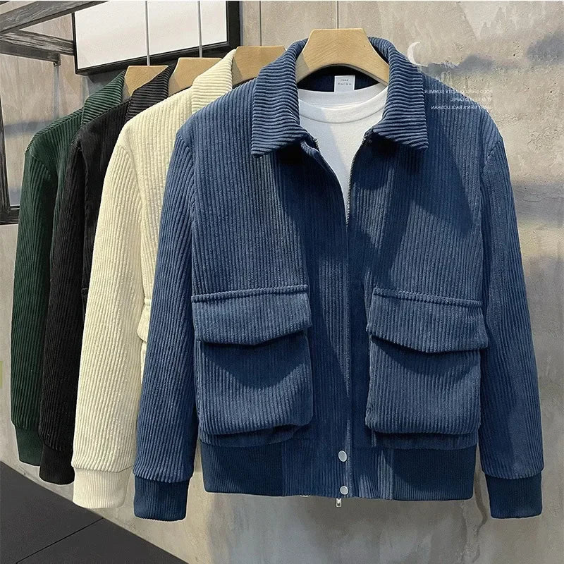 Rugged Mens Corduroy Work Pocket Jacket