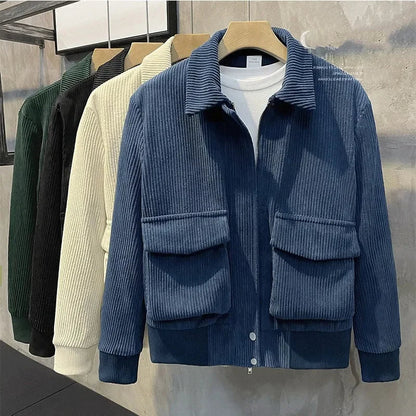 Rugged Mens Corduroy Work Pocket Jacket