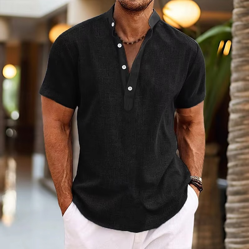 Casual Breathable Linen Short Sleeve Shirt