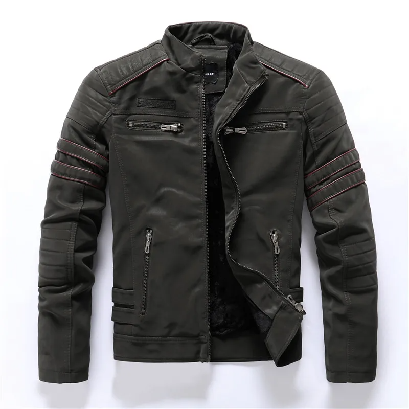 Slim Fit Biker Jacket with Fleece and Zip Pockets
