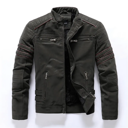 Slim Fit Biker Jacket with Fleece and Zip Pockets