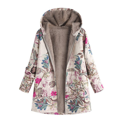Retro Style Quilted Jacket with Zip Pockets