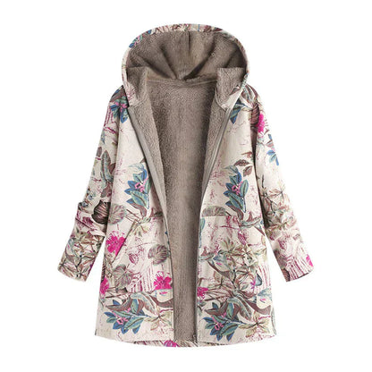 Warm Women's Spring Parka with Hood and Pockets - Olytrend