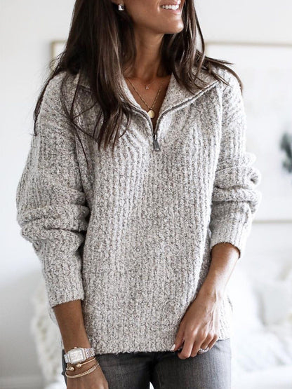 Comfy Women's Zip Up Knit Jumper