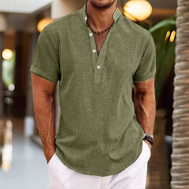 Casual Breathable Linen Short Sleeve Shirt