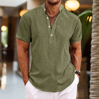 Casual Breathable Linen Short Sleeve Shirt