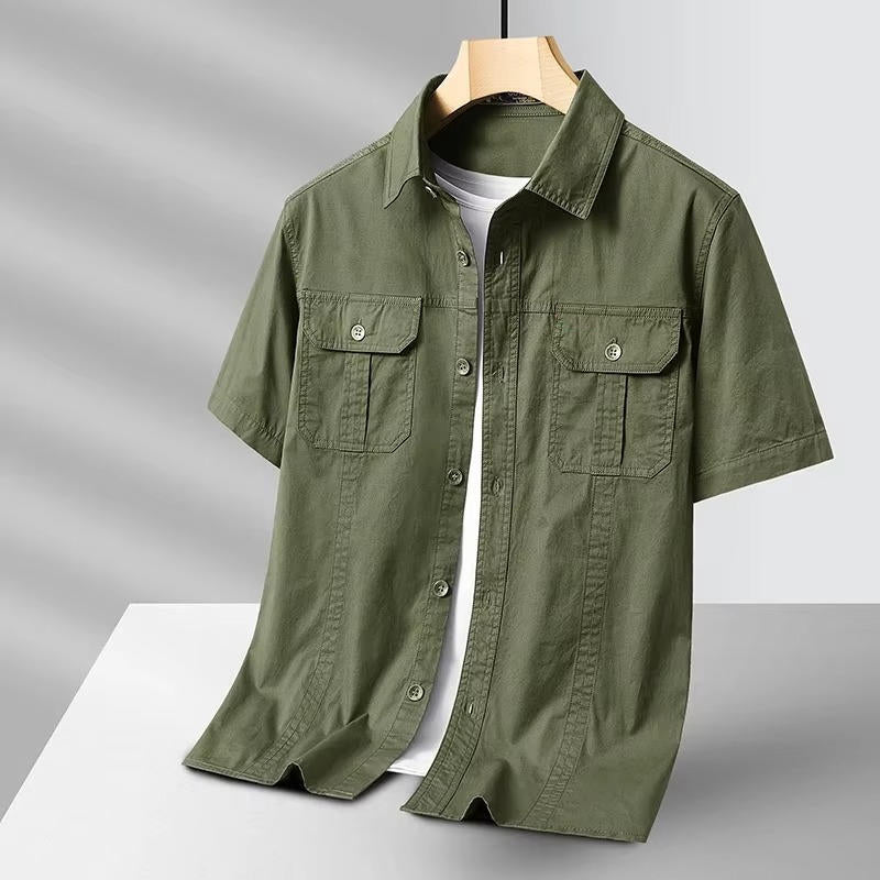 Men's Casual Short Sleeve Work Shirt - Pexav