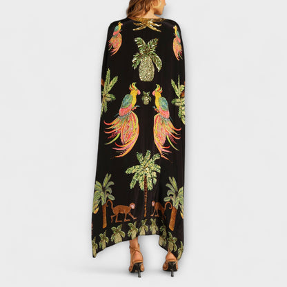 Stylish One Shoulder Summer Dress with Palm Tree Print