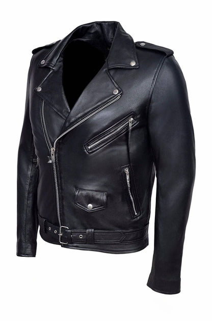 Rugged Brown Biker Leather Jacket