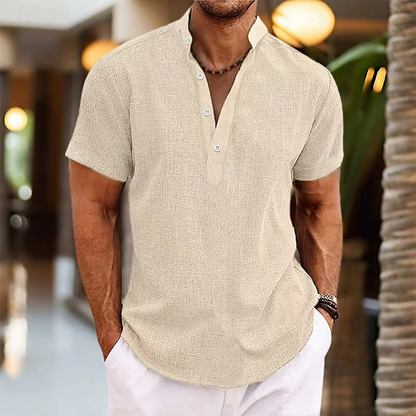 Casual Breathable Linen Short Sleeve Shirt