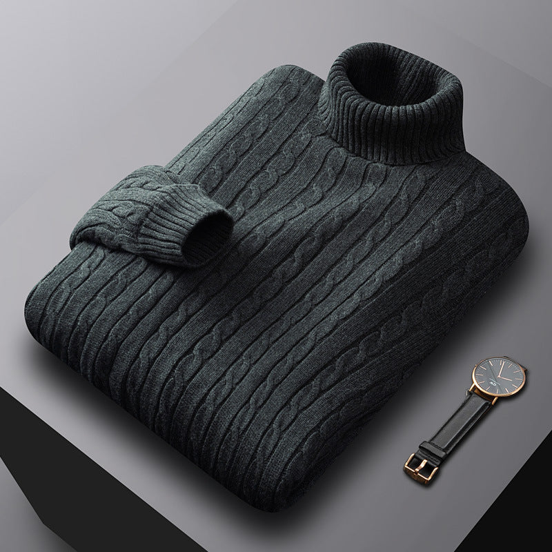 Image of Drake | Men's Turtleneck Cable Knit Sweater
