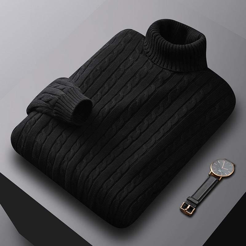 Image of Drake | Men's Turtleneck Cable Knit Sweater