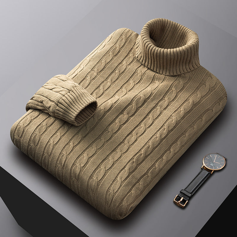 Image of Drake | Men's Turtleneck Cable Knit Sweater
