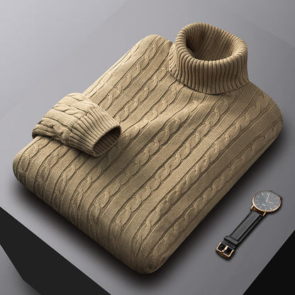 Image of Drake | Men's Turtleneck Cable Knit Sweater