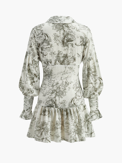 Casual Floral Ruffle Sleeve Summer Dress